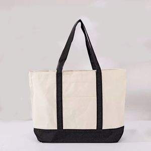 Eco-Friendly Reusable <b>Canvas</b> <b>Tote</b> Bag with External Pocket Letter Pattern Customizable Color & Design for Grocery Shopping - Product Image 2