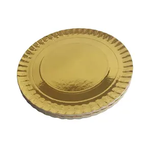 أدوات تزيين الكعك علب الكعك الدائرية الذهبية المصنوعة من الورق المقوى تُستخدم لمرة واحدة علبة عرض حلوى ذهبية