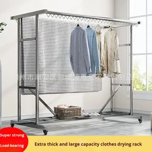 Séchoir à linge extra épais en acier inoxydable, moderne, simple, sur pied, coupe-vent, mobile, super robuste - Product Image 3