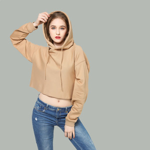 Felpa con cappuccio in pile da donna felpa con cappuccio da donna a <span class=keywords><strong>maniche</strong></span> <span class=keywords><strong>lunghe</strong></span> <span class=keywords><strong>top</strong></span> corto con felpa con cappuccio - Product Image 5