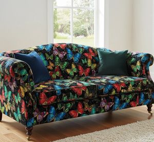 Tela de tapicería estampada con mariposas multicolores por yarda, elegante tela decorativa para muebles con patrón de mariposas y flores. - Product Image 1