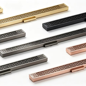 Drain linéaire en acier inoxydable de taille variable avec grille perforée et sorties réglables pour une étanchéité multiple - Product Image 1