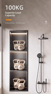 Étagère de douche murale moderne en acier inoxydable 304 à double niveau, niche de rangement pour salle de bain, capacité de 50 lb, gain de place - Product Image 3