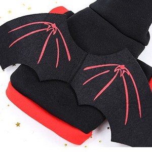Hooded Bat Costume <b>For</b> Dogs And <b>Cats</b> Black Red Wings Winter Pet <b>Clothes</b> Cute Halloween Outfit - Product Image 4