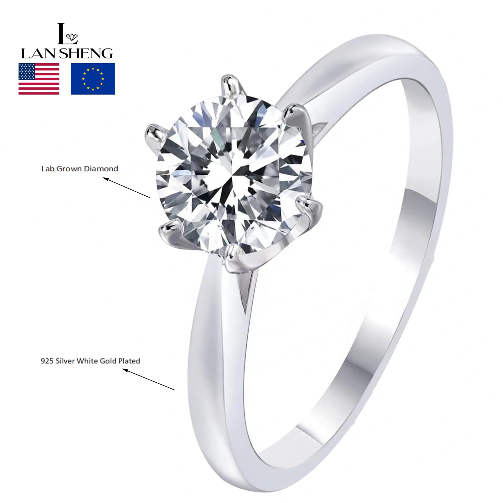 2 carat lab grown diamond ring
