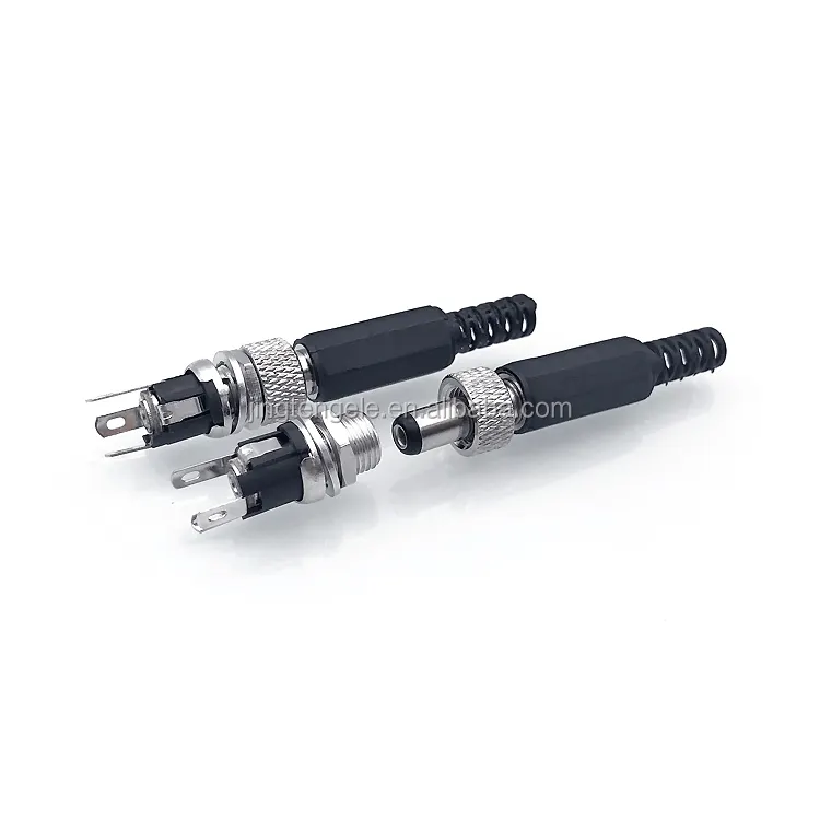 JT 1set 5.5mm x 2.1mm Afsluitbare DC power Plug en DC-025BM DC Power jack Socket Female Panel connector