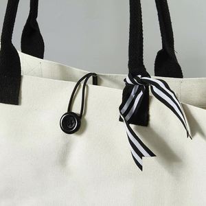 Custom Logo Manufacturers Eco-Friendly Recyclable Customized Black <b>White</b> Foldable Women's Canvas Tote Shopping <b>Bag</b> - Product Image 2