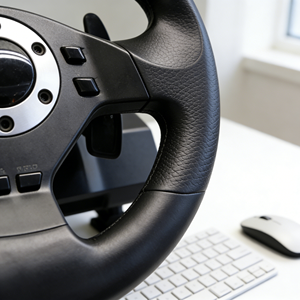 Volant de course USB compatible avec transmission directe d'usine, en matériau ABS et avec retour de force fluide pour une sensation de course réaliste - Product Image 4