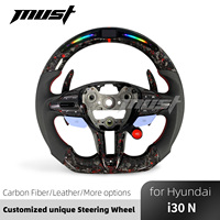 Volant en fibre de carbone forgée avec paillettes rouges personnalisées pour Hyundai I30N I20N ElantraN N-line, levier de vitesses, palettes de changement de vitesse