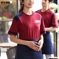 Logo personnalisé Broderie Imprimée Unisexe Haute Qualité Personnel de Restaurant Uniforme Café Bar Serveur Supermarché Promotion Vêtements de Travail