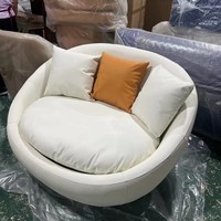 Ensemble de canapés de designer italien modernes et paresseux Lacoon Minimalist Sherpa Fabric Single Balcony Leisure Chair Sponge Filling Rotatable