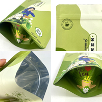 MOQ bajo Impresión personalizada 100g 150g 250g Bolsa con cremallera de pie para bolsa de embalaje de té