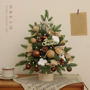 DAMAI Merry Christmas Mini <b>Lighted</b> Christmas <b>Tree</b> With Butterflies for Christmas <b>Tree</b> Solid Wood Base for Home Desktop Ornament - Product Image 2