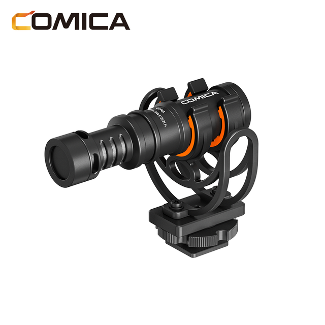 Comica CVM-VM10 Cardioid Condenser Shotgun Microphone Full Metal Body Wired Connection Professional Shock Mount Camera Vlog No