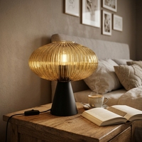 Lampe de table en verre gris fumé ambre, lampe de table LED moderne pour hôtel, salon, chambre à coucher