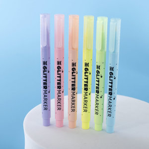 Stylo surligneur liquide mini multicolore personnalisé, pointe pinceau oblique, fournitures scolaires, emballage en vrac - Product Image 3