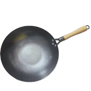 Berserk中国の炭素鋼ハンドハンマー調理セット木製ハンドル中華鍋