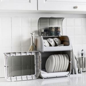 <span class=keywords><strong>Vaisselle</strong></span> de cuisine anti-poussière baguettes boîte de rangement support de comptoir armoire de cuisine à deux couches porte-<span class=keywords><strong>vaisselle</strong></span> en plastique avec couvercle - Product Image 6