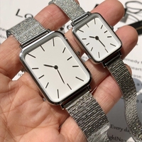 Montres de couple originales de marque DW, design minimaliste et simple, carrées, en acier inoxydable avec bracelet milanais