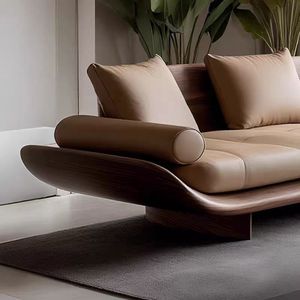 <span class=keywords><strong>Canapé</strong></span> <span class=keywords><strong>droit</strong></span> en bois de noyer <span class=keywords><strong>noir</strong></span>, moderne et sobre, luxueux, adapté au salon d'une villa. - Product Image 3