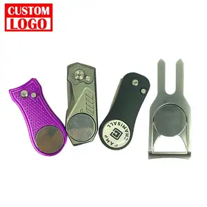 Verschillende Kleur Op Maat Gemaakt Ontwerp Golfmarker Gepersonaliseerde Pitch Mark Reparatie Tool Zinklegering Divot Tools