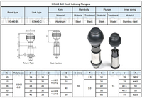 Corps en acier au carbone, revêtement en zinc, tête en plastique, personnalisation du support, bouton de traction à tête sphérique, poussoir indexable, résistant à la corrosion