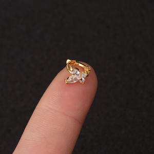 YW स्टेनलेस स्टील घेरा कान की बाली उपास्थि घेरा Huggie कान की बाली टिनी जेड जिक्रोन कान की बाली तुंगिका हेलिक्स कौआ कान भेदी गहने - Product Image 5