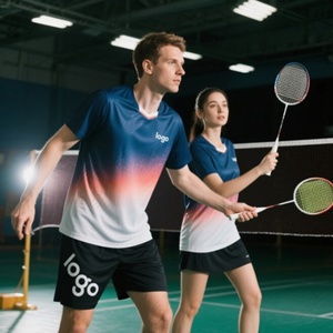เสื้อยืดลำลองทรงโอเวอร์ไซส์ ผ้าฝ้ายถัก 100% ระบายอากาศ แห้งเร็ว เหมาะสำหรับเล่นแบดมินตัน ใส่สบายในช่วงฤดูร้อน - Product Image 2