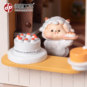 Figuras de ovejas de dibujos animados Dp, decoraciones de escritorio en miniatura de resina para casa de muñecas, accesorios de regalo de cumpleaños - Product Image 5