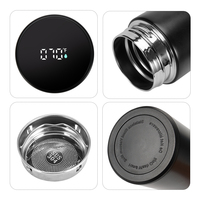 Bouteille d'eau intelligente classique de 500 ml avec affichage numérique de la température en Fahrenheit par LED et couvercles personnalisables pour usage au bureau