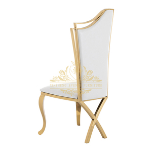 Silla de Comedor de Acero Inoxidable Color Oro Rosa de Alta Calidad con Respaldo Alto y Patas en X <span class=keywords><strong>para</strong></span> Bodas, Hoteles, Fiestas y Banquetes - Product Image 4