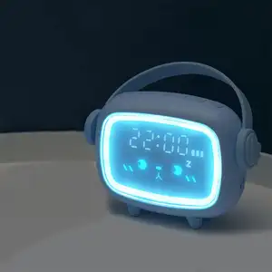 YIZHI yeni tasarım sıcak satış sevimli yüz uyku eğitmen akıllı Led masa alarmı saat çocuklar için çocuk bebek odası