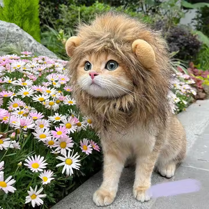 Parrucca da criniera regolabile in pelliccia sintetica con leone moderno Costume da gatto per cani comodo, Fancy, pelo di leone, vestito per Halloween - Product Image 1