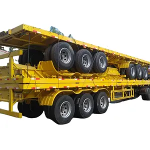 Tractor Truck Trailer 3 Axles 60 Tons 80 Ton Flatbed Semi Truck Trailer