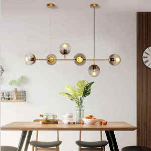 Simple Golden Iron Dining <b>Room</b> <b>Chandelier</b> Middle Size Glass Ball Pendant Lights Hanging Design for Bedside & Kitchen - Product Image 2