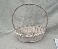 Panier de transport ovale en osier blanc fabriqué en usine, panier en saule naturel tressé à la main pour l'arrangement floral, la décoration de Pâques et de mariage