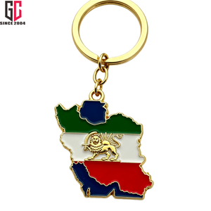 Llavero de Metal Esmaltado con Mapa de Irán, Bandera, León y Sol, Personalizado de Fábrica con 14 Años de Experiencia, Anillo Dorado para Llaves, Regalo de Recuerdo - Product Image 1