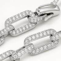 Bracelet chaîne trombone en laiton argenté pour femme, serti de zircons CZ, bracelet à maillons entièrement scintillant, cadeau élégant