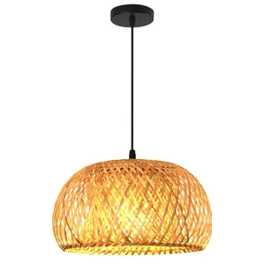 Handmade chandelier pendant lamp shade modern bamboo natural fancy standing lights for living room kitchen island