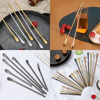 Outils de bar en acier inoxydable SS304 de qualité alimentaire LOGO personnalisé couleurs boisson Shilajit brossé boisson agitateur bâton cuillère à Cocktail