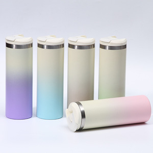 Botella de agua al vacío de acero inoxidable de Color degradado al por mayor, <span class=keywords><strong>chanclas</strong></span> rectas delgadas, termo, taza para viaje - Product Image 3