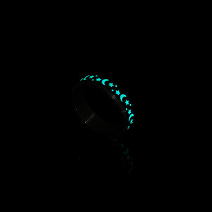 Stress Stainless Steel Moon Star Double Layers <strong>Ring</strong> Fidget <strong>Spinner</strong> Rotate Freely <strong>Anxiety</strong> Control Luminous Gold Plated Hip Hop - Product Image 2