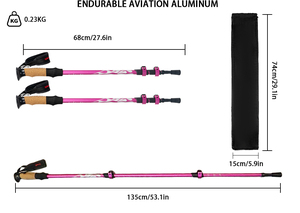 Bâton de ski réglable portable en alliage d'aluminium 7075/6061 pour la randonnée <span class=keywords><strong>nordique</strong></span>, la randonnée et l'escalade - Product Image 5