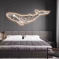 Peinture lumineuse LED décorative de baleine de dessin animé, représentant des animaux et des objets, à suspendre comme une œuvre d'art illuminée sur le mur