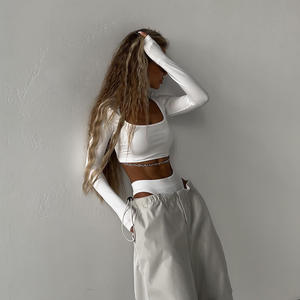 <span class=keywords><strong>Pantaloni</strong></span> da paracadute Hip Hop personalizzati in tinta unita da <span class=keywords><strong>donna</strong></span> per l'estate e l'autunno nuova tendenza Streetwear <span class=keywords><strong>pantaloni</strong></span> Cargo sportivi larghi - Product Image 6