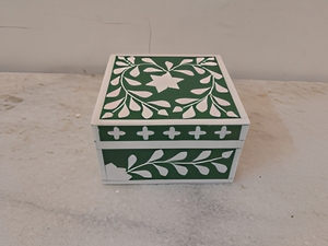 Floral Wooden Jewelry Box Handmade Bone Inlay Trinket Organizer Square Lid Storage Case Decorative Home Decor Storage Gift Box - Product Image 1