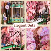 Tonecheer Vente en gros uniquement : Kit de miniatures de niches à livres DIY en bois avec lumière LED, thème voyage au Japon Sakura, pour les boutiques de cadeaux en gros