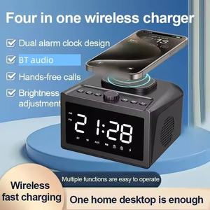 Multi functional Alarm <b>Clock</b> Speaker 15W Fast Wireless Charging <b>LED</b> Display FM Radio TF AUX MP3 Player Desktop HIFI Sound - Product Image 2