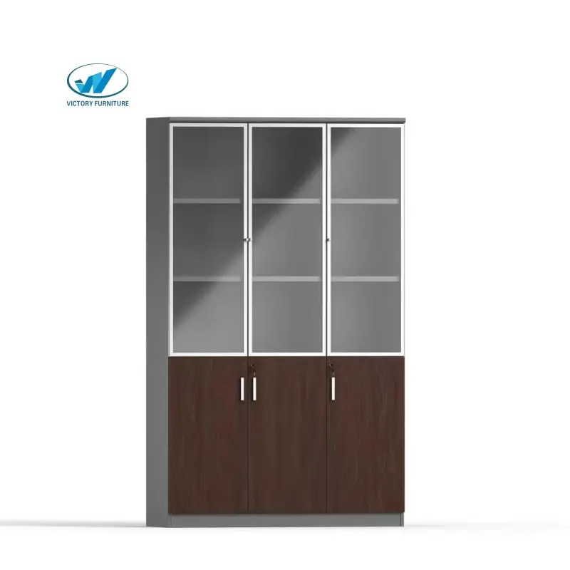 Factory direct sales high cabinet file cabinet modern simple boss manager office with glass tape lock bookcase