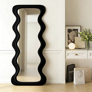 Espejo Decorativo Moderno con Marco de Ondas y Terciopelo, Espejo de Cuerpo Entero Personalizado en Lote - Product Image 3